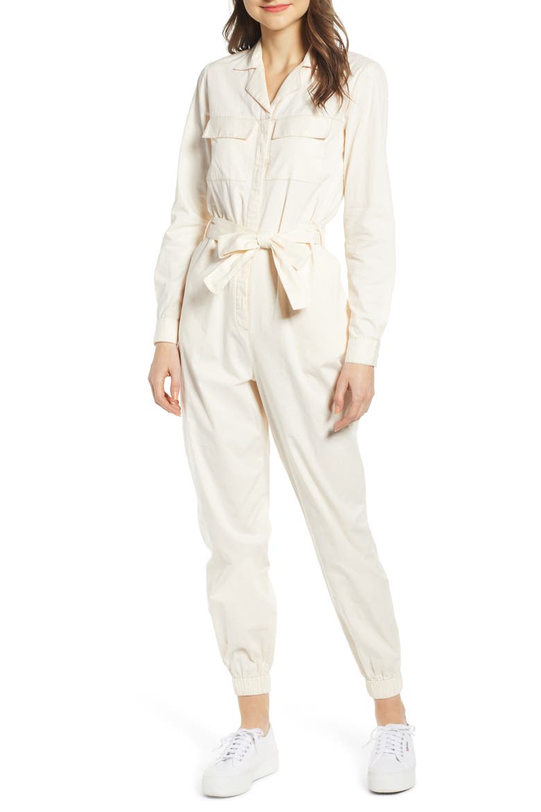 Mira Belted Boilersuit, Main, color, ECRU