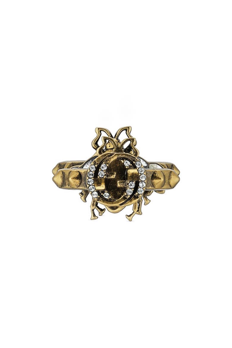 Bee Interlocking-G Ring, Main, color, GOLD