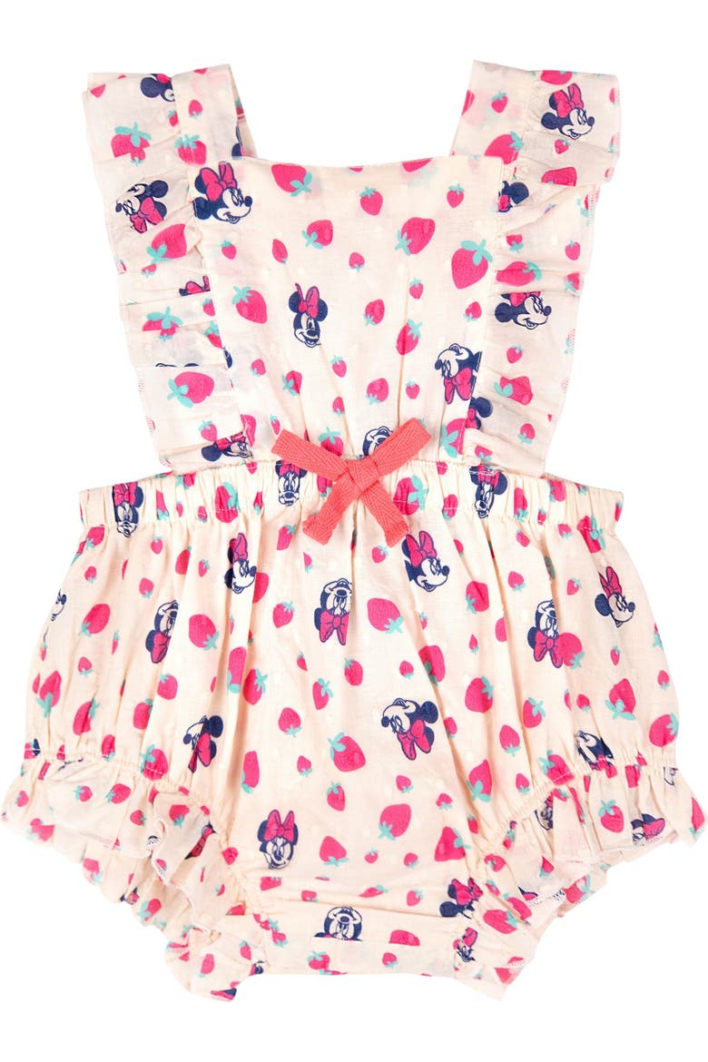 Minnie Mouse Sleeveless Bubble Romper, Main, color, Peach Minnie Mouse