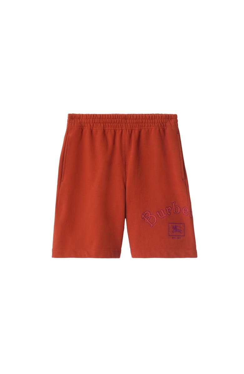 Burberry Gothic Logo Cotton Shorts, Alternate, color, Fire Orange