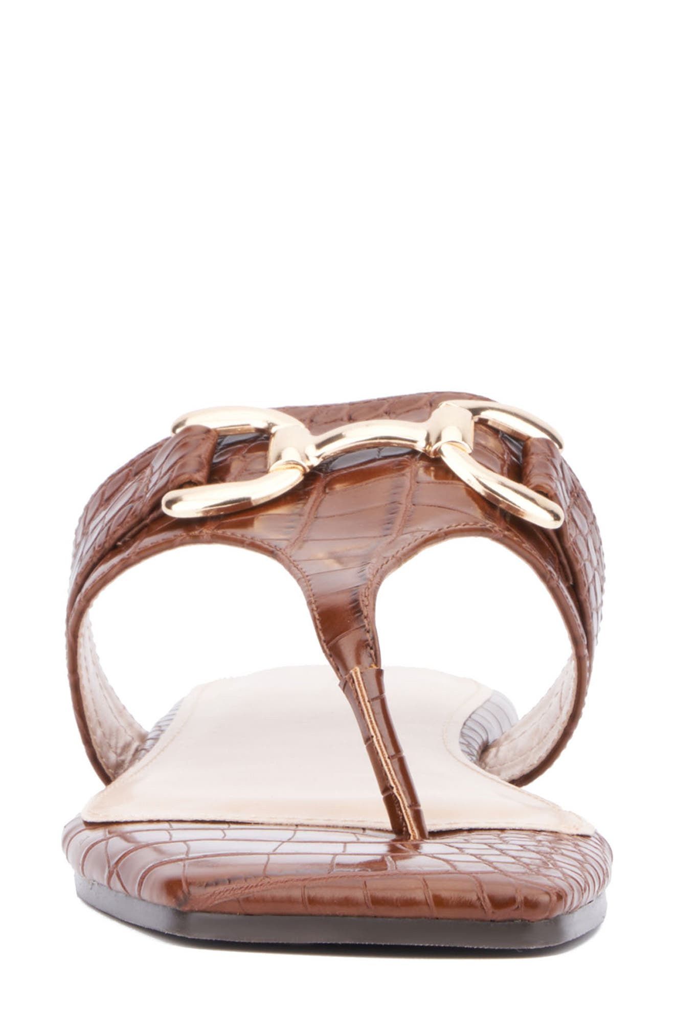 Fashion to Figure Saralyn Croc Embossed Sandal - Wide Width, Alternate, color, Brown Croco