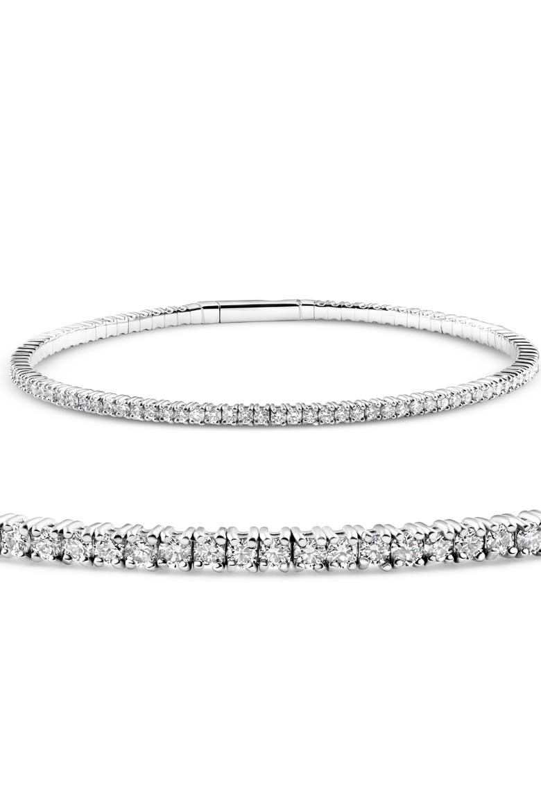 2 - 10Ct TW Flexible Diamond Bangle Tennis Bracelet Lab Grown 14k Gold, Main, color, White Gold - 3Ct