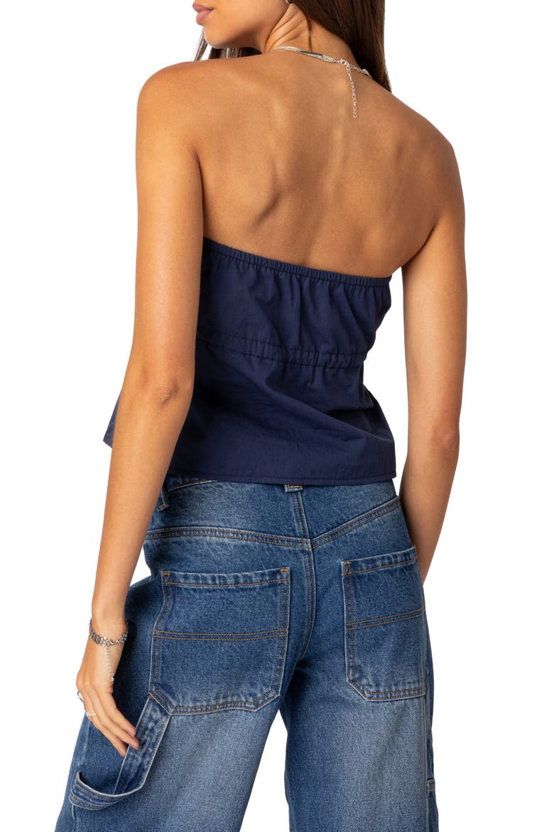 Reva Strapless Cotton Top, Alternate, color, NAVY