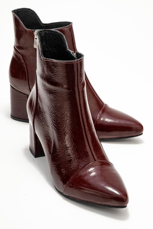 Forever & Always Shoes Gael Leather Block Heel Boot In Burgundy