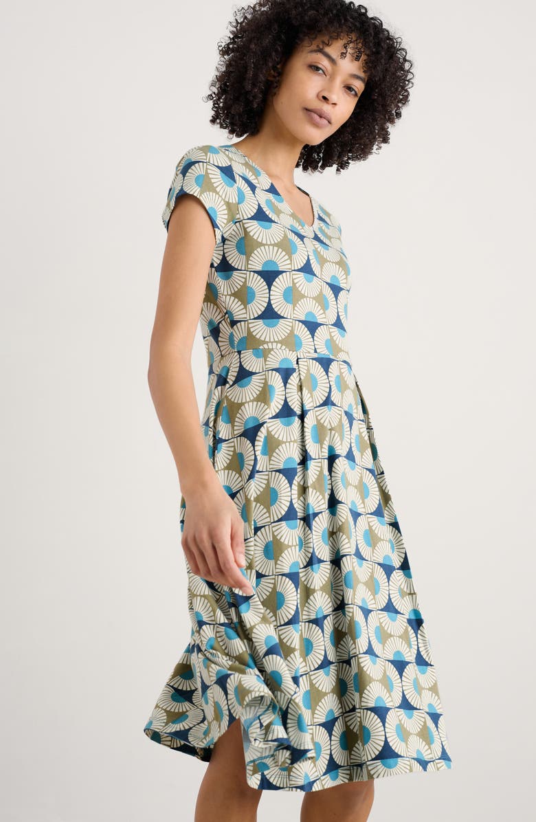 Seasalt Cornwall Pier View Jersey Fit & Flare Dress, Alternate, color, Sun Geo Poseidon