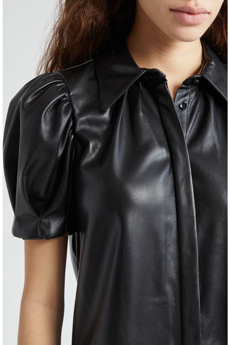 Jem Faux Leather Shirtdress, Alternate, color, BLACK