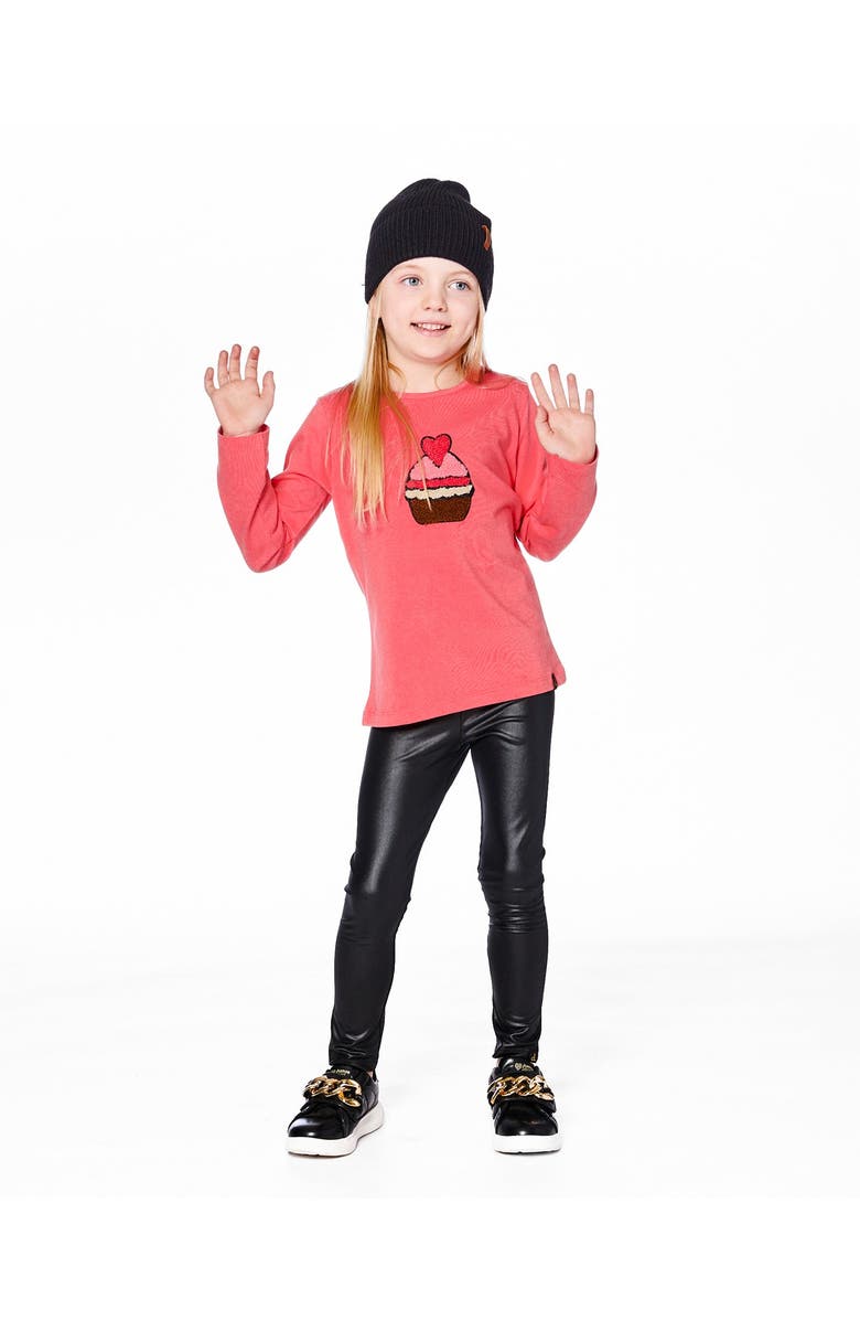 Deux par Deux Organic Cotton T-Shirt with Cupcake, Main, color, Coral