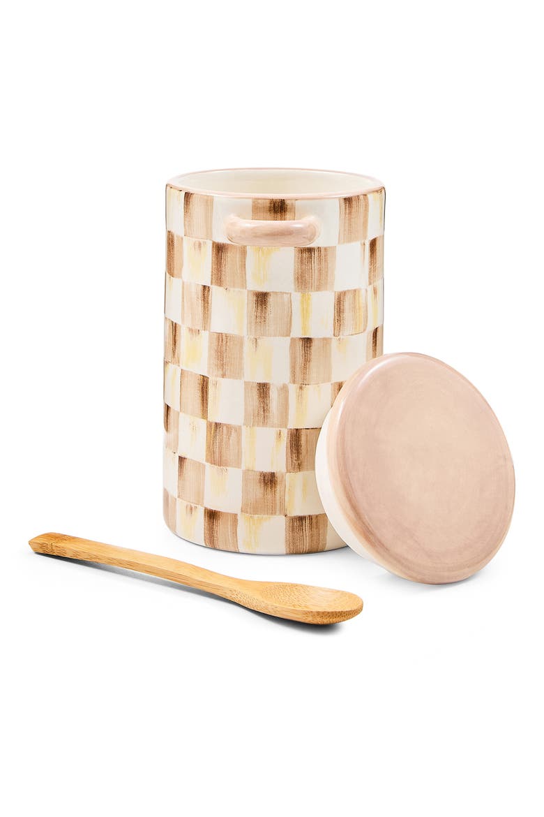 Mocha Check Farmhouse Canister with Spoon, Alternate, color, MOCHA