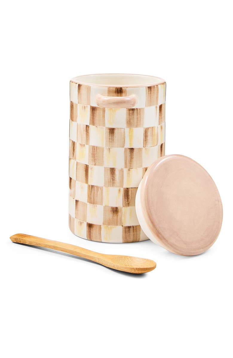 MACKENZIE CHILDS Mocha Check Farmhouse Canister with Spoon, Alternate, color, Mocha
