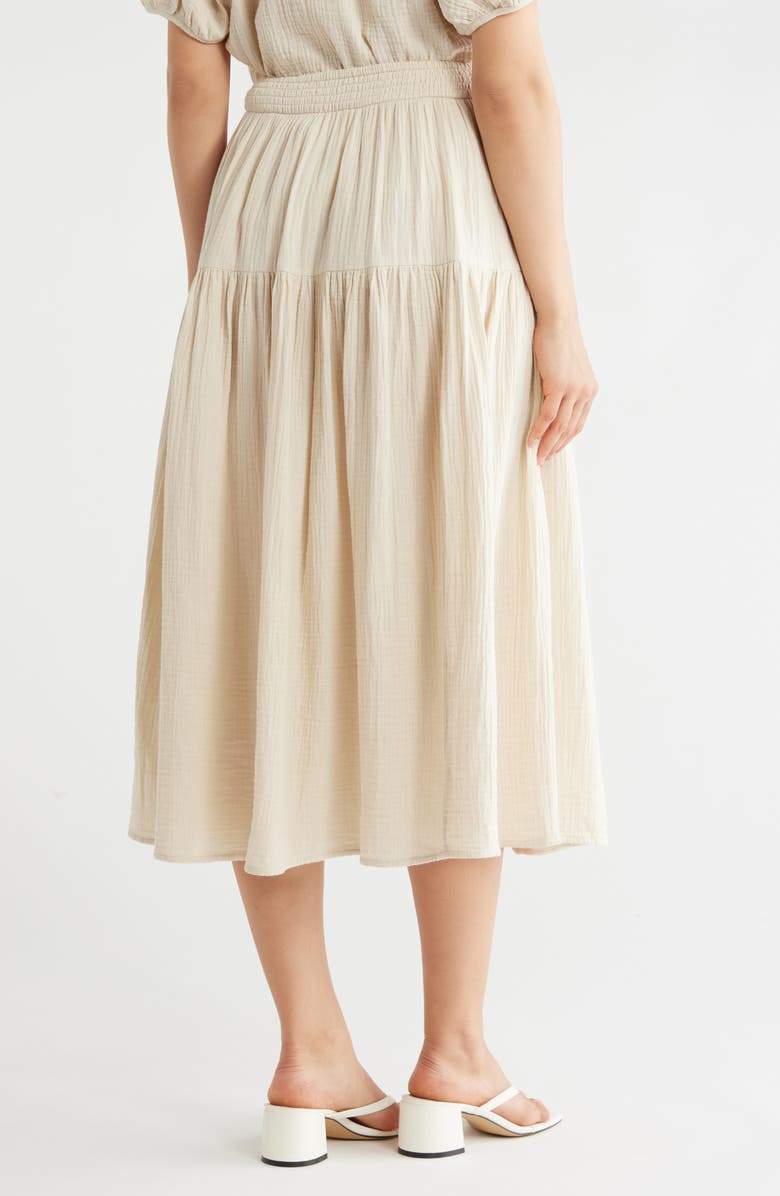 Caslon<sup>®</sup> Cotton Gauze Tiered Midi Skirt, Alternate, color, Beige Rainy Day