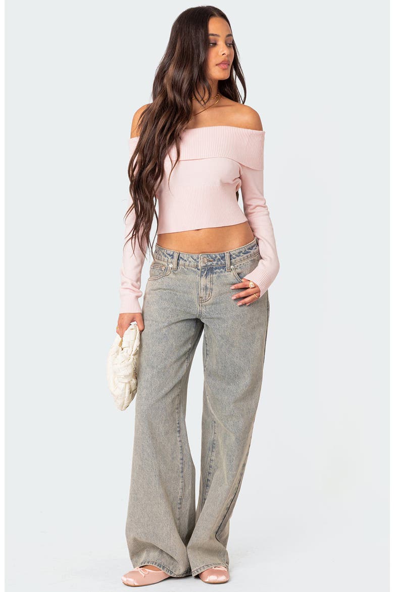 Minnie Foldover Knit Crop Top, Alternate, color, LIGHT-PINK