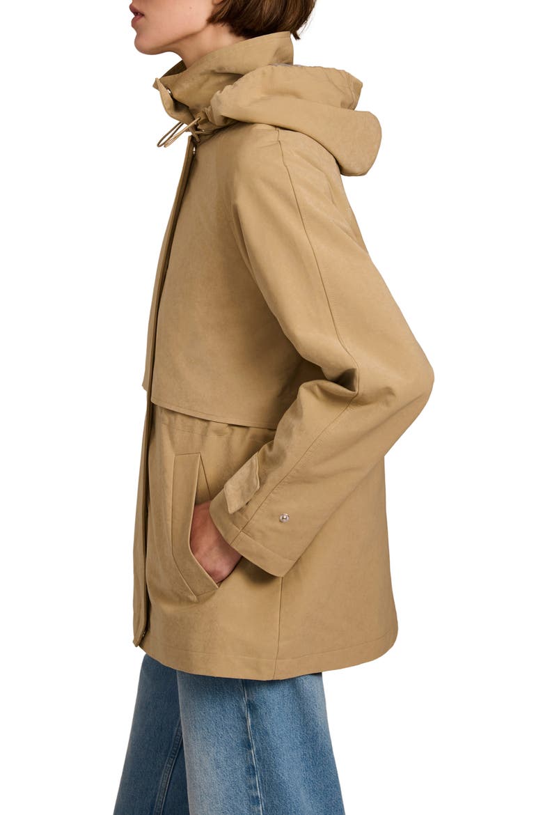 Stand Collar Raincoat, Alternate, color, KHAKI