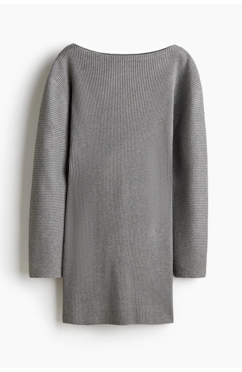 H&M Rib-knit Dress, Main, color, Gray Melange