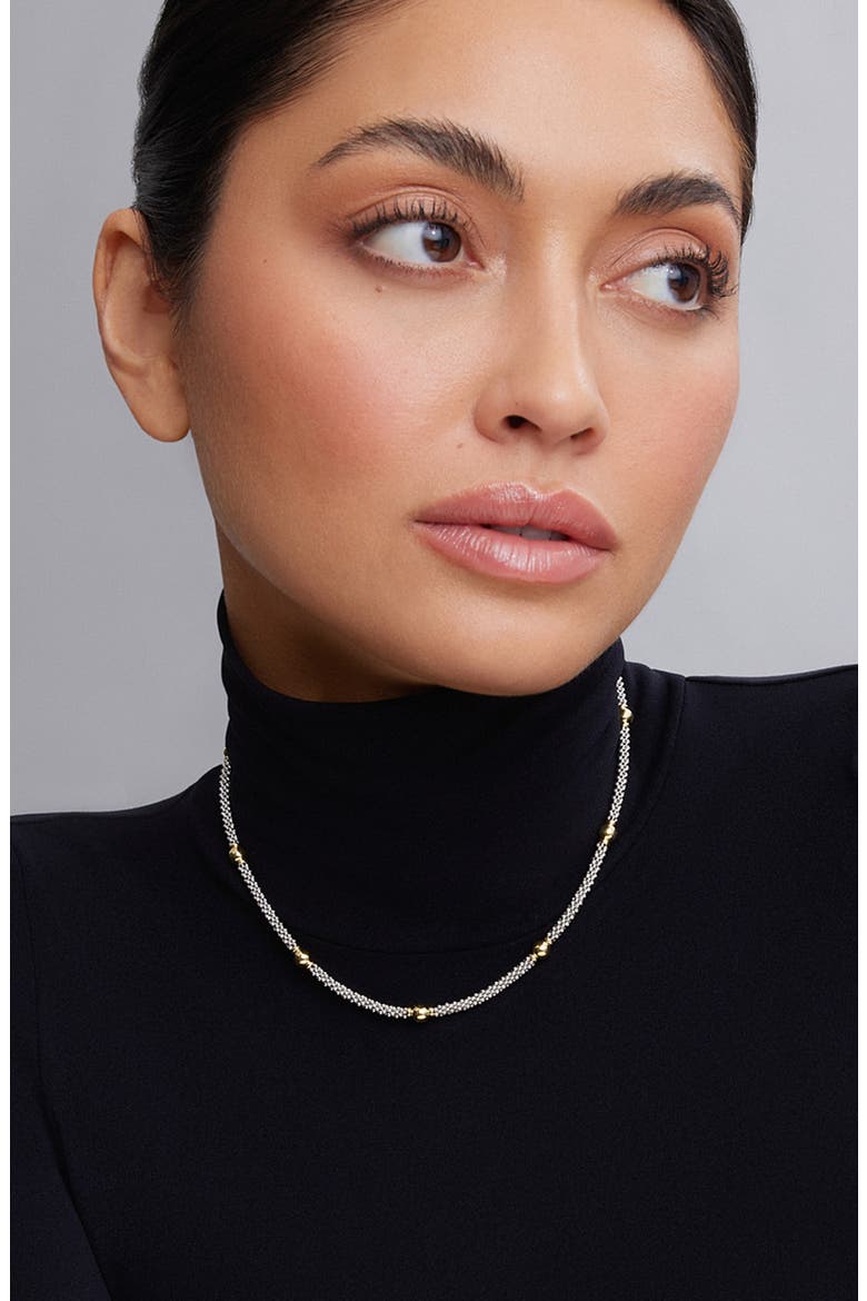 Signature Caviar Bead Station Necklace, Alternate, color, TWO-TONE