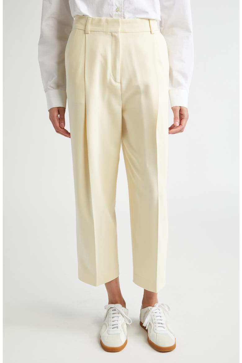 Pleat Front Straight Leg Pants, Main, color, BUTTER