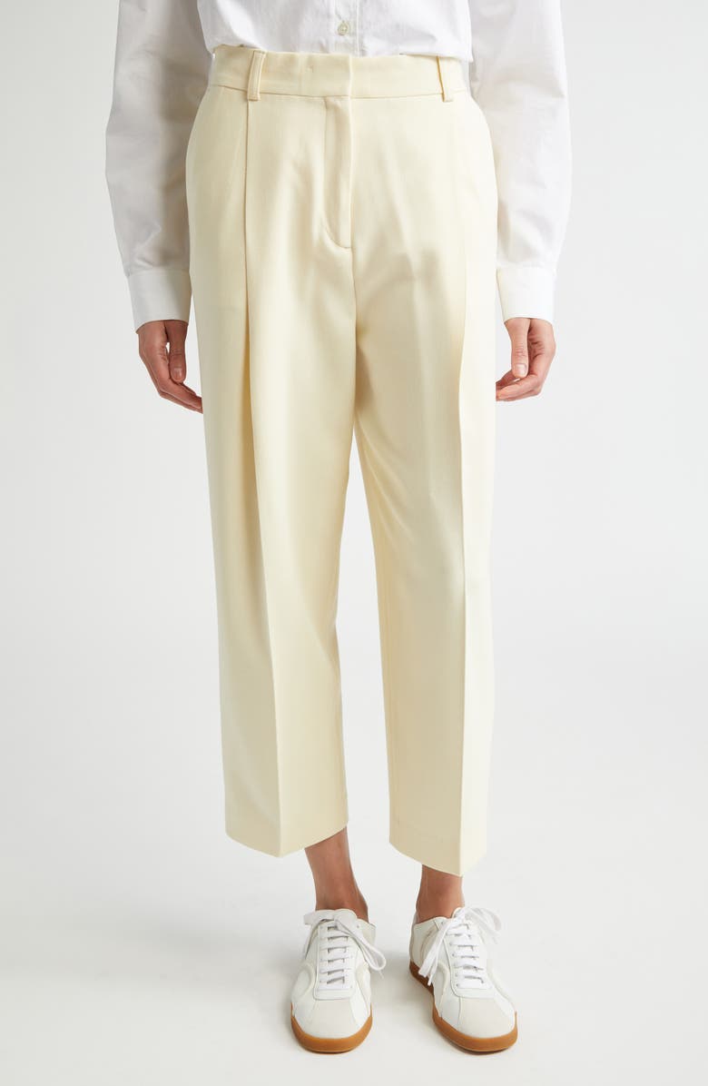 TOTEME Pleat Front Straight Leg Pants, Main, color, Butter