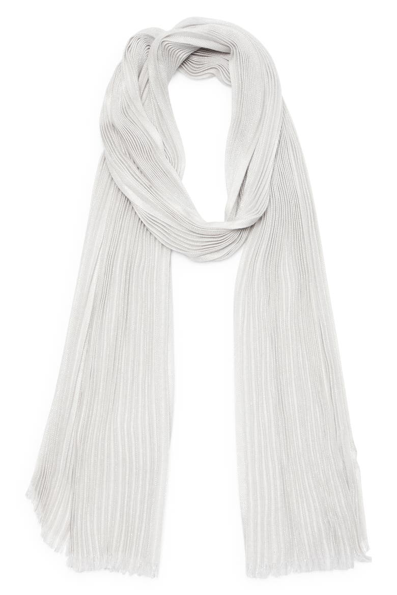 Evening Plissé Pleat Cashmere Blend Stole, Alternate, color, SHINE SILVER SHELL
