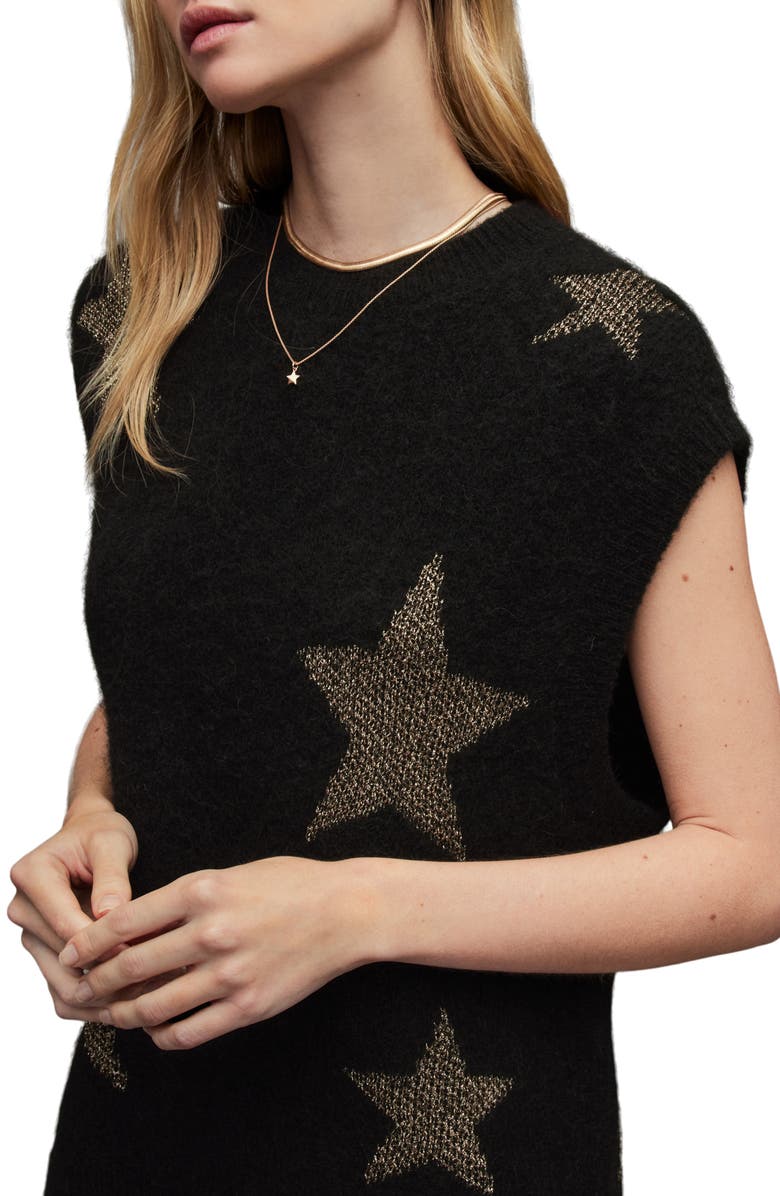 AllSaints Metallic Intarsia Star Wool & Alpaca Blend Sweater, Alternate, color,