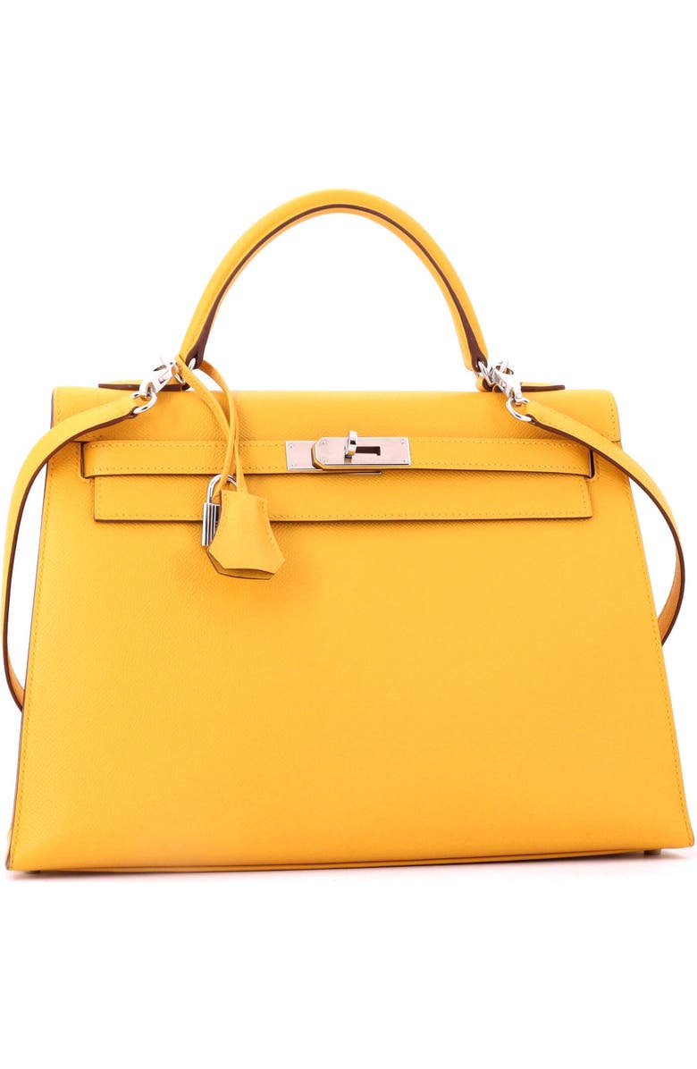 Pre-Owned Hermes Kelly Handbag Yellow Epsom with Palladium Hardware 32, Alternate, color, Soleil