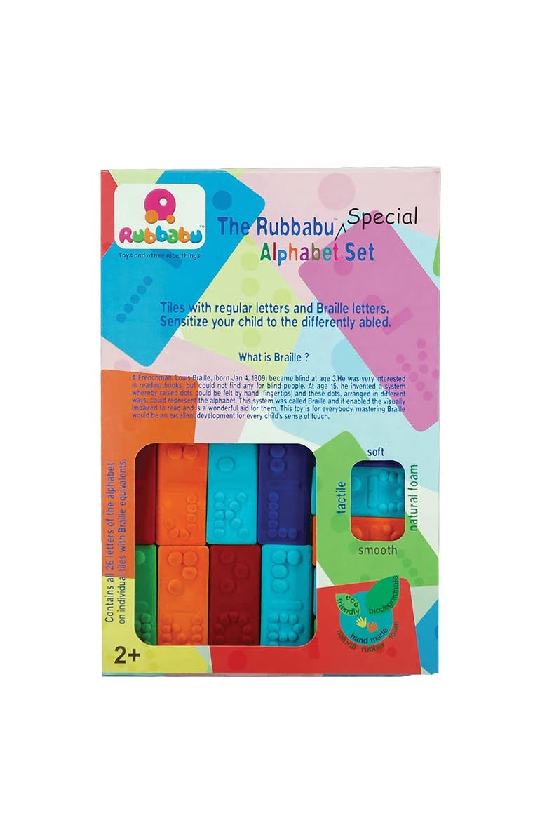 RUBBABU Braille Alphabet Tiles 26 Pieces, Natural Foam Rubber, Kids, Main, color, Multicolored