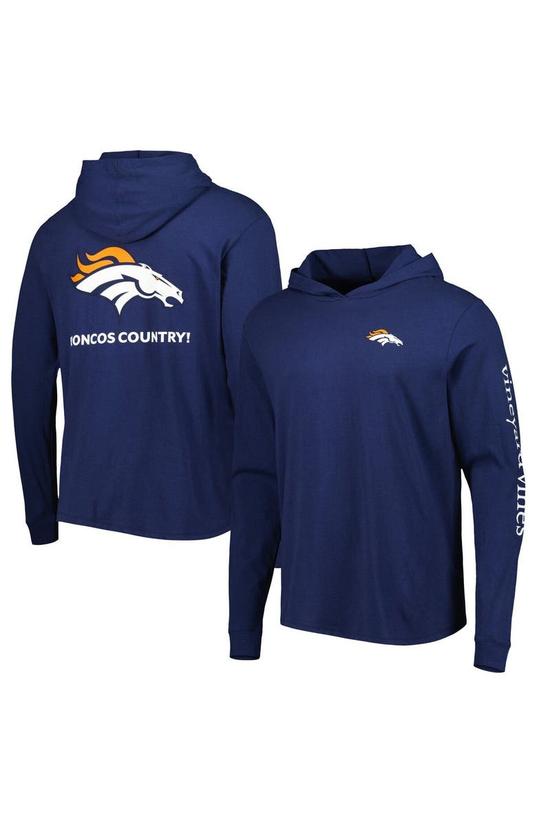 vineyard vines Men's Vineyard Vines Navy Denver Broncos Local Long Sleeve Hoodie T-Shirt, Main, color, 