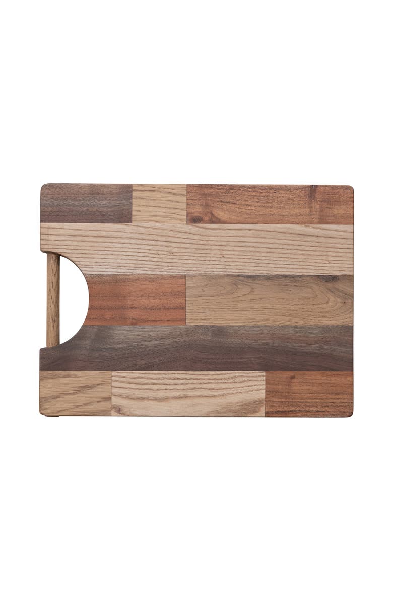 Storied Home Acacia, Pine and Mango Wood End Grain Cheese/Cutting Board with Handle, Natural, Main, color, Natural