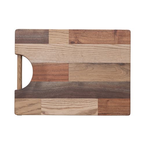 Storied Home Acacia, Pine And Mango Wood End Grain Cheese/cutting Board With Handle, Natural In Brown