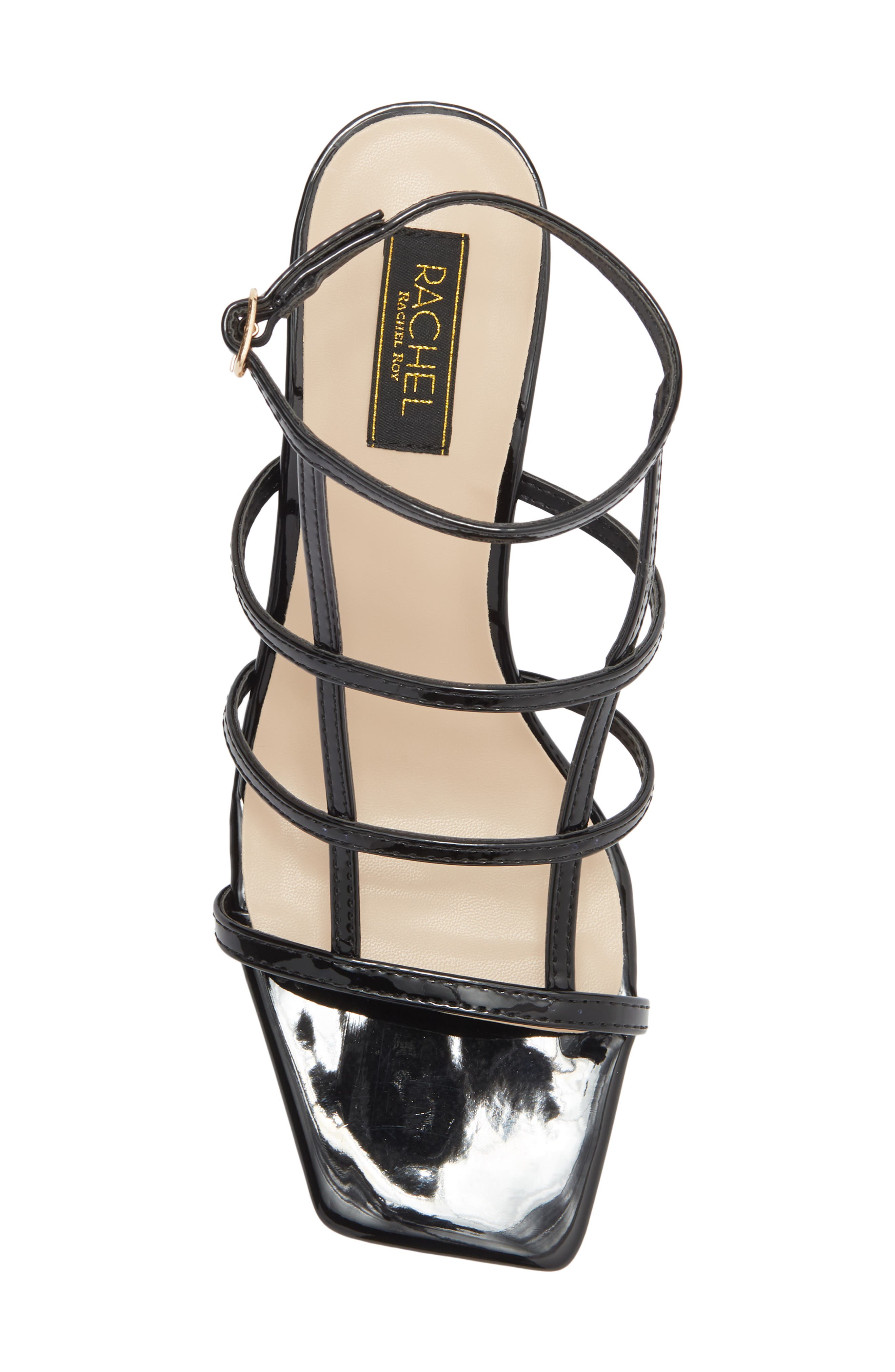 RACHEL Rachel Roy Eleanor Cage Sandal, Alternate, color, Black Pat