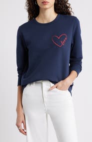 Caslon® Love Embroidered Sweatshirt