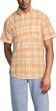 Lands' End Traditional Fit Short Sleeve Madras Shirt