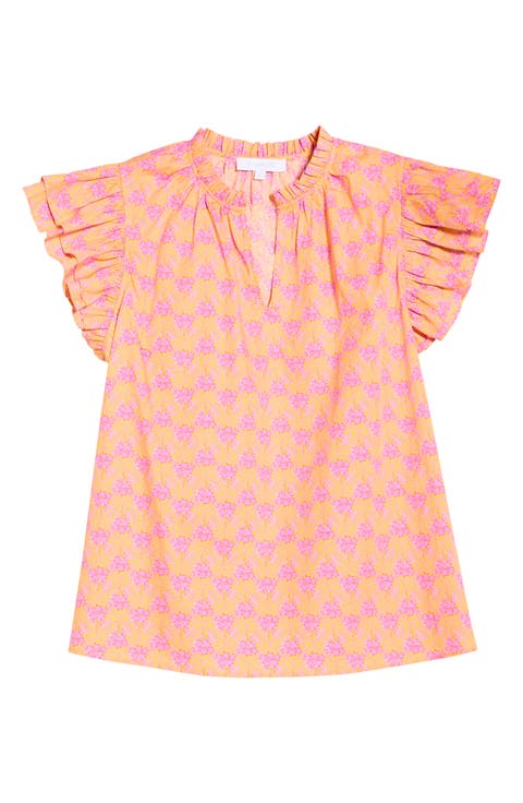 Risette Floral Tiered Ruffle Sleeve Top (Plus)