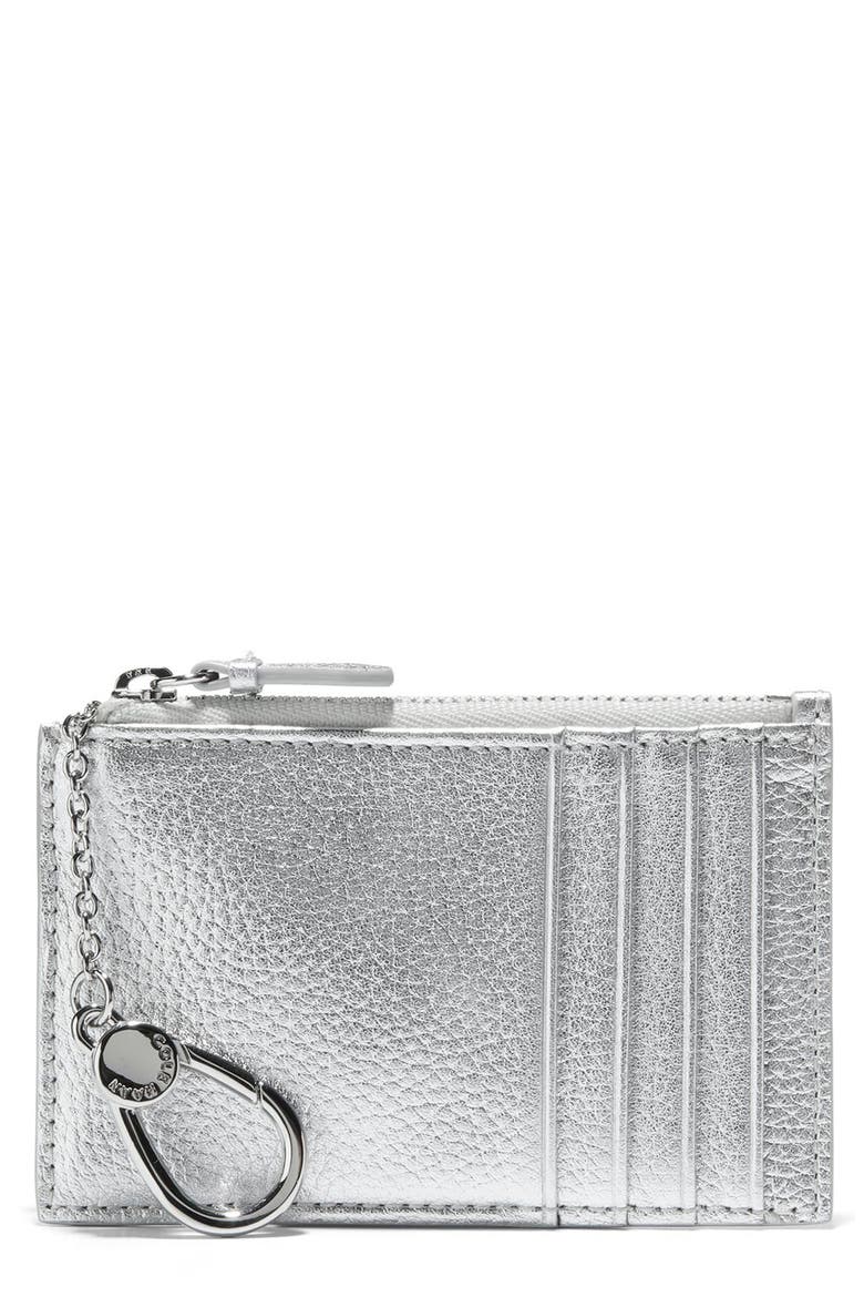 Top Zip Card Case, Main, color, SILVER