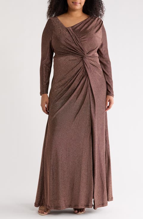Knotted Front Long Sleeve Gown