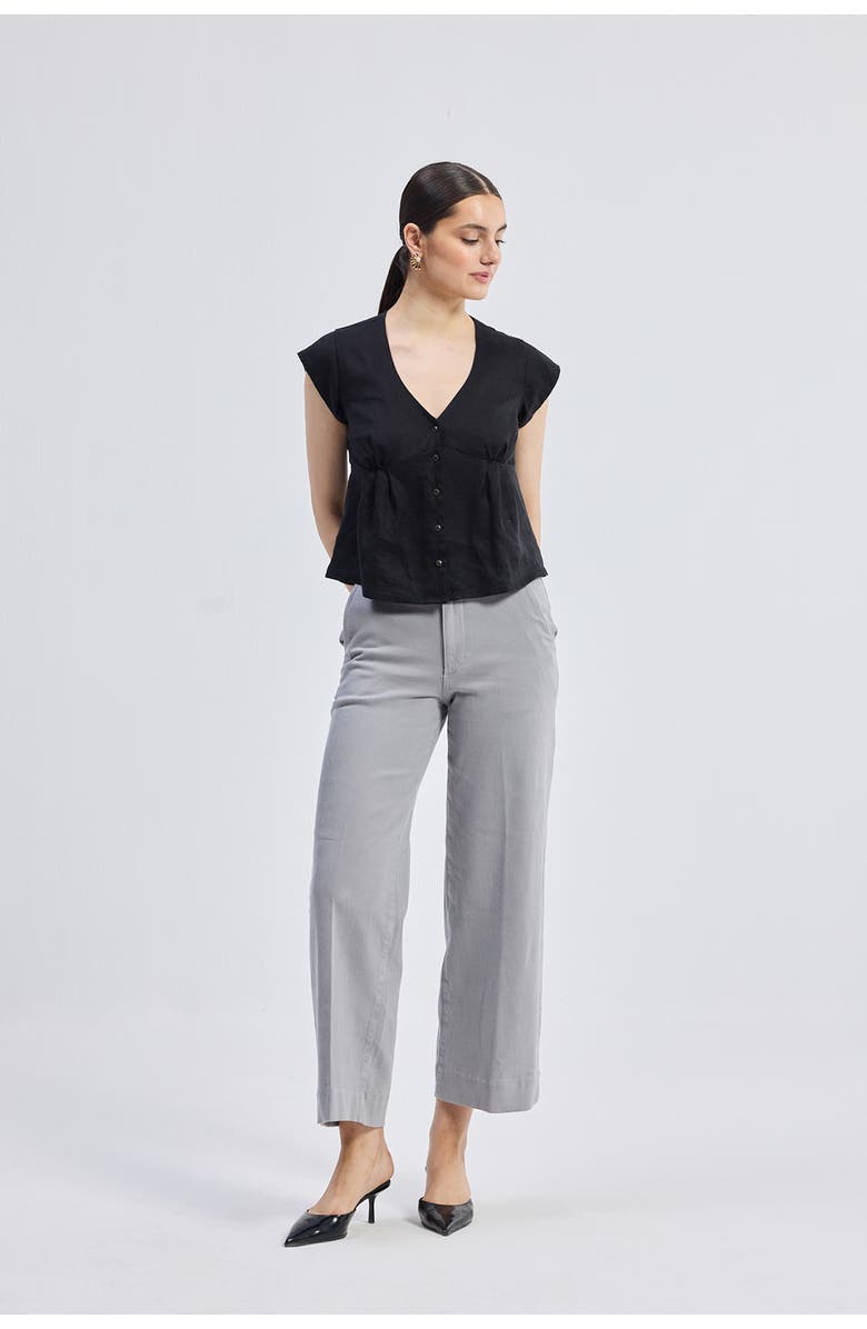 Reistor Deep V-neck Short Top, Alternate, color, Black