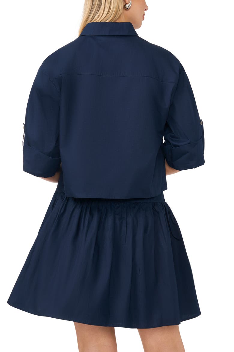 Boxy Cotton Poplin Button-Up Shirt, Alternate, color, CLASSIC NAVY