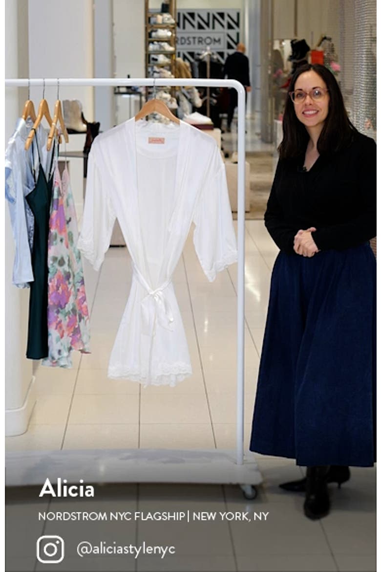 Camille Lace Trim Silk Short Robe video