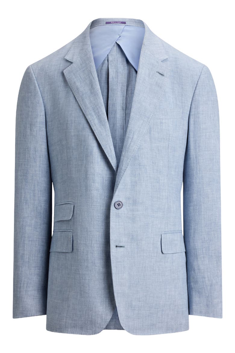Glen Hand-Tailored Délavé Linen Blend Sport Coat, Alternate, color, BLUE
