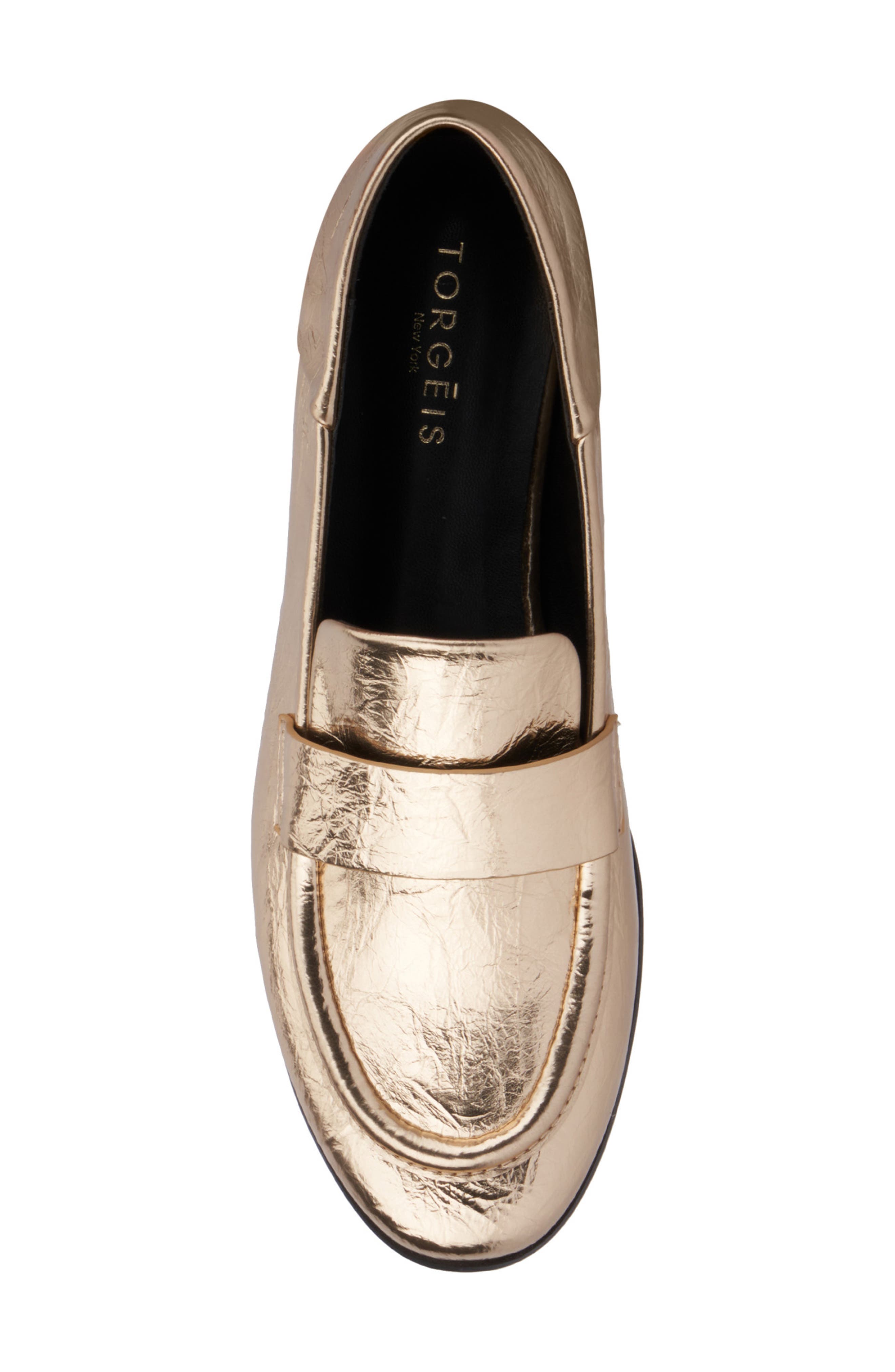 TORGEIS Carleigh Moc Toe Loafer, Alternate, color, Gold