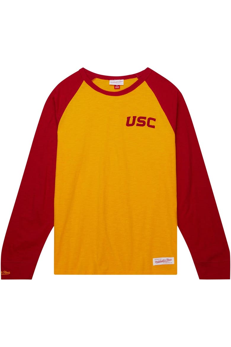 Men's Mitchell & Ness Gold USC Trojans Legendary Slub Raglan Long Sleeve T-Shirt, Alternate, color, Gold