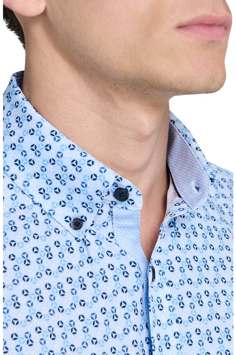 Slim Fit Circle Geo Performance Short Sleeve Shirt, Alternate, color, LIGHT BLUE/NAVY