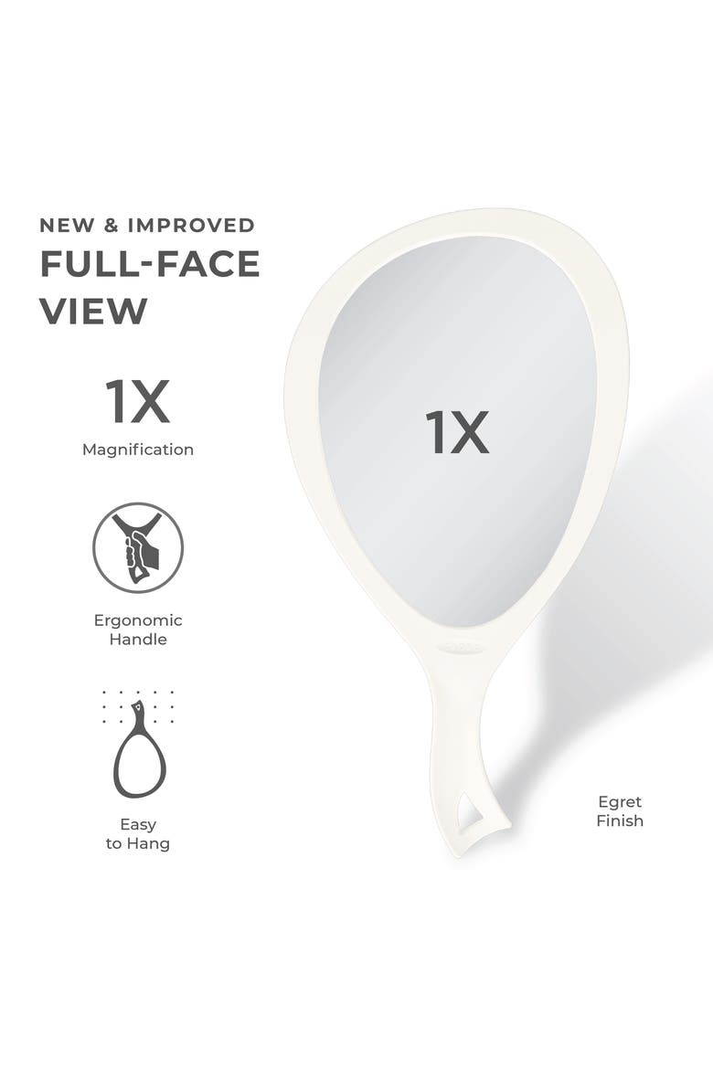 XL Teardrop Handheld Mirror with Handle, Alternate, color, Off-White