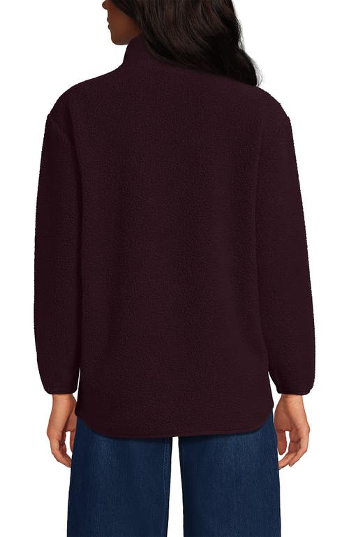 Lands' End Cozy High Pile Full Zip Fleece Jacket In Burgundy