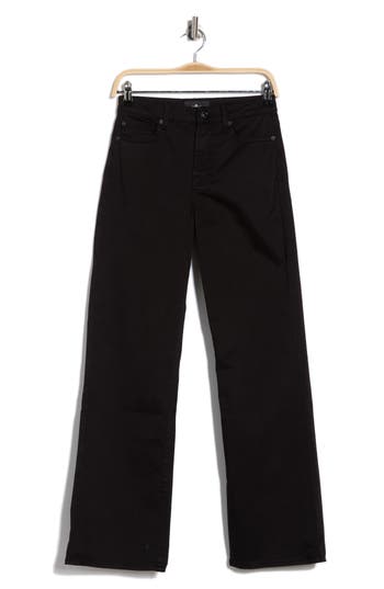 7 For All Mankind Alexa High Waist Straight Leg Sateen Pants In Black