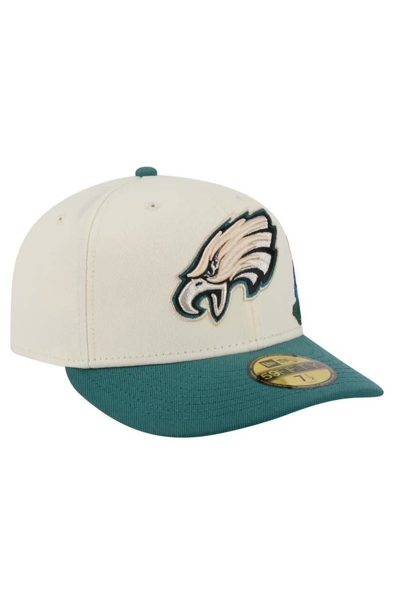 New Era Men's New Era Cream/Midnight Green Philadelphia Eagles Tonal Floral 59FIFTY Fitted Hat, Alternate, color, 