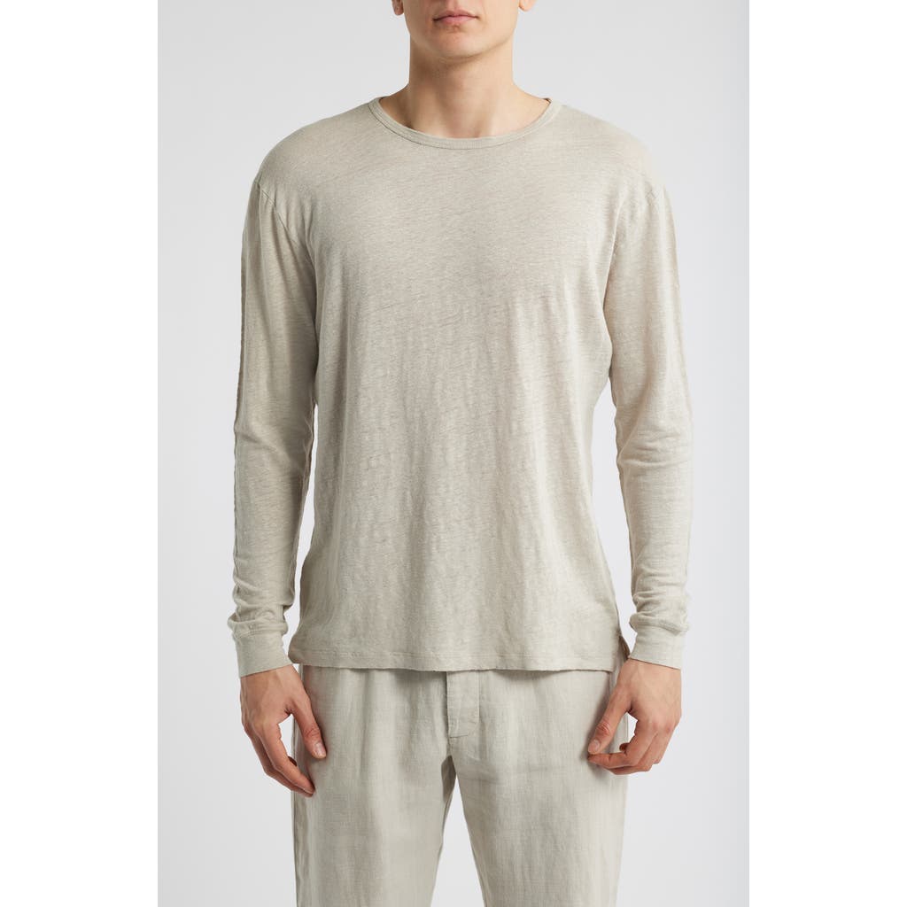 Alex Crane Sun Linen Long Sleeve T-shirt In Bone
