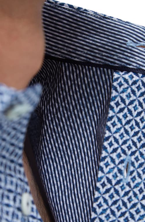 Bugatchi Jimmy Ooohcotton® Geometric Print Button-up Shirt In Navy