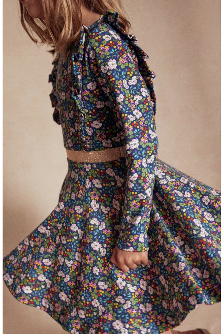 Kids' Floral Long Sleeve Cotton Jersey Dress, Alternate, color, STARBOARD BLUE BERRY FLORAL