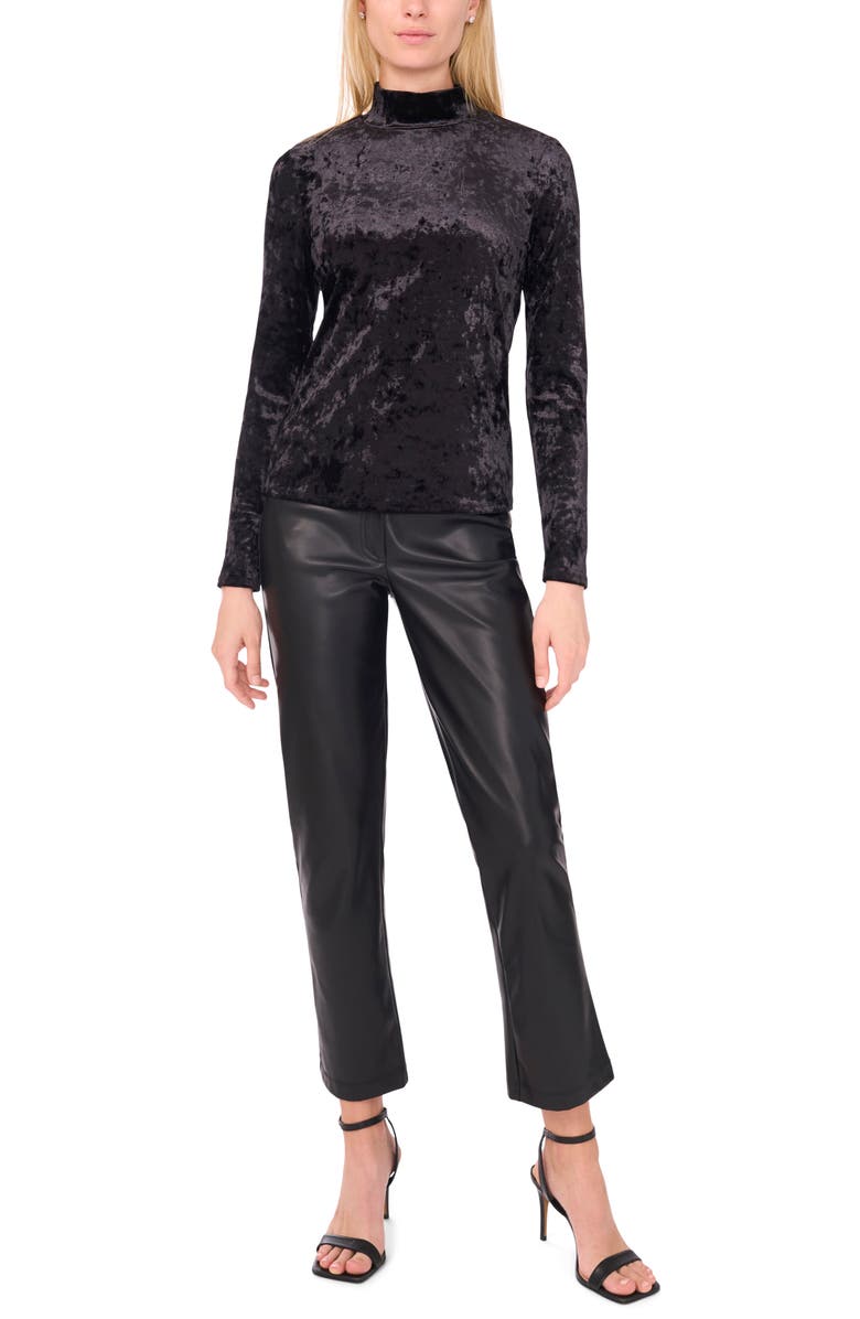 1.STATE Mock Neck Long Sleeve Crushed Velvet Top, Alternate, color, Rich Black