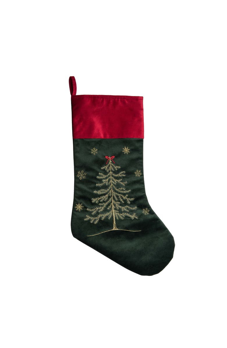 C&F Home Christmas Tree w/ Bow Forest Hanging Large Emerald Christmas Stocking 20", Main, color, Green