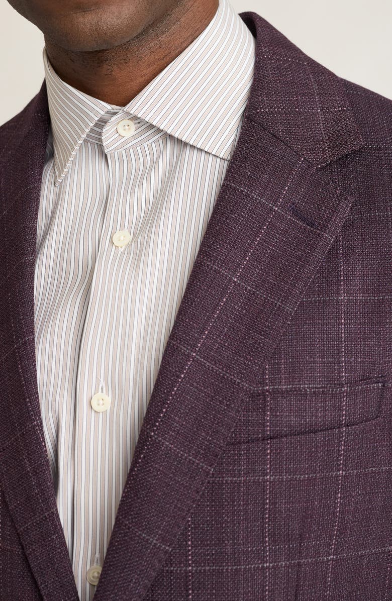 Bonobos Unconstructed Wool Suit Jacket, Alternate, color, Plum Windowpane